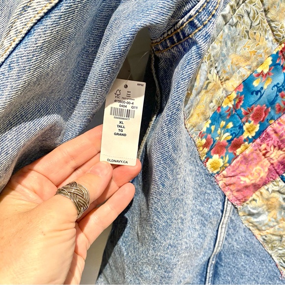 Upcycled patchwork denim rustic boho jacket w southwestern hippy vibe - Picture 7 of 16